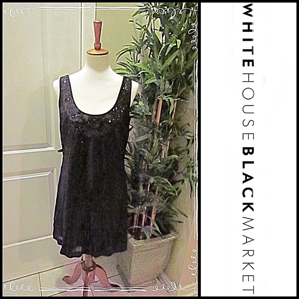 WHBM Black Sequined Party Dress 👗 NWT, Size 8